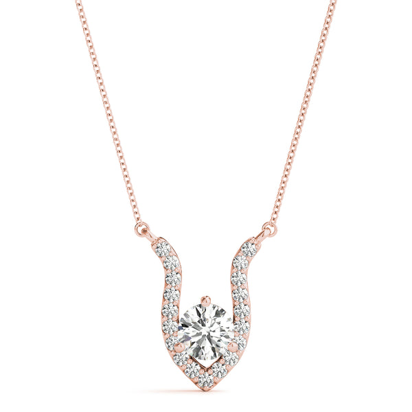 Rose gold Round Brilliant Halo Prong-Set Pendant