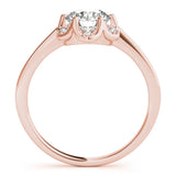Rose gold Round Brilliant Halo Solitaire Ring with Scalloped Prong Setting 2