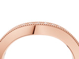 Rose gold Round Brilliant Milgrain Bezel Set Diamond Wave Band_8