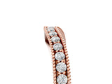 Rose gold Round Brilliant Milgrain Bezel Set Diamond Wave Band_9