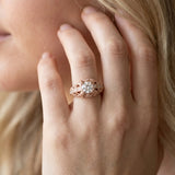 Rose gold Round Brilliant Milgrain Filigree Diamond Ring with Square Prong Setting_9