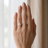 Rose gold Round Brilliant Milgrain Pave Heart Band Solitaire Ring_15