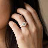 Rose gold Round Brilliant Milgrain Pave Heart Band Solitaire Ring_17
