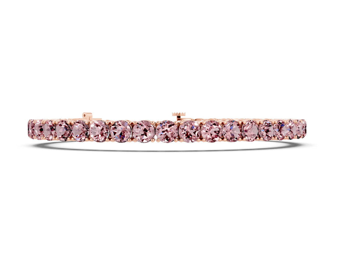Rose gold Round Brilliant Morganite Tennis Bracelet with Prong Setting_4