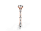 Rose gold Round Brilliant Pavé Band Solitaire with Four-Prong Setting_48