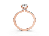 Rose gold Round Brilliant Pavé Band Solitaire with Four-Prong Setting_50