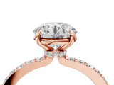 Rose gold Round Brilliant Pavé Band Solitaire with Four-Prong Setting_51