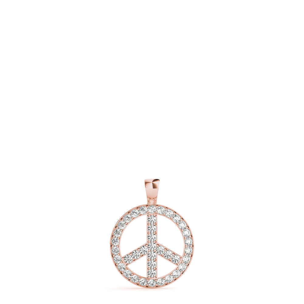 Rose gold Round Brilliant Pavé-Set Diamond Peace Pendant 1