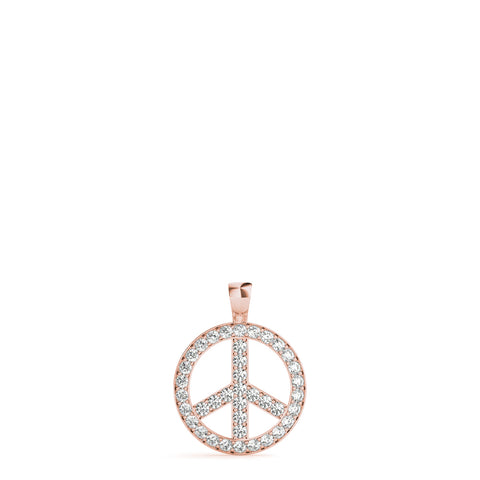 Rose gold Round Brilliant Pavé-Set Diamond Peace Pendant 1