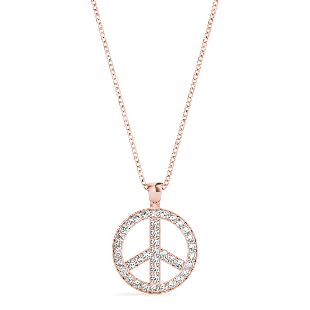 Rose gold Round Brilliant Pavé-Set Diamond Peace Pendant