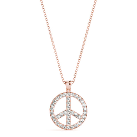 Rose gold Round Brilliant Pavé-Set Diamond Peace Pendant