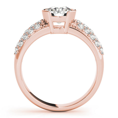Rose gold Round Brilliant Pave Diamond Engagement Ring with Tension Prong Setting 1