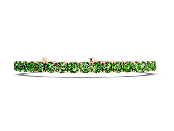 Rose gold Round Brilliant Peridot Tennis Bracelet with Prong Setting