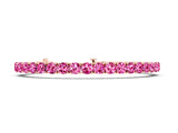 Rose gold Round Brilliant Pink Sapphire Tennis Bracelet with Prong Setting_8