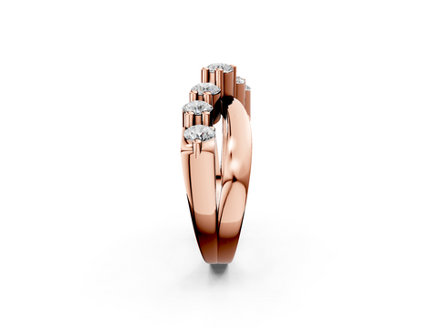 Rose gold Round Moissanite Prong-Set Crossover Band