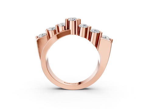 Rose gold Round Moissanite Prong-Set Crossover Band