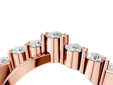 Rose gold Round Moissanite Prong-Set Crossover Band