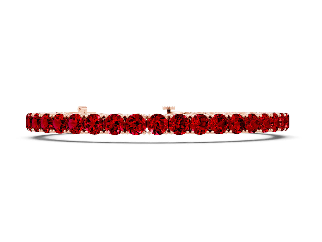 Rose gold Round Brilliant Ruby Tennis Bracelet with Prong Setting_4