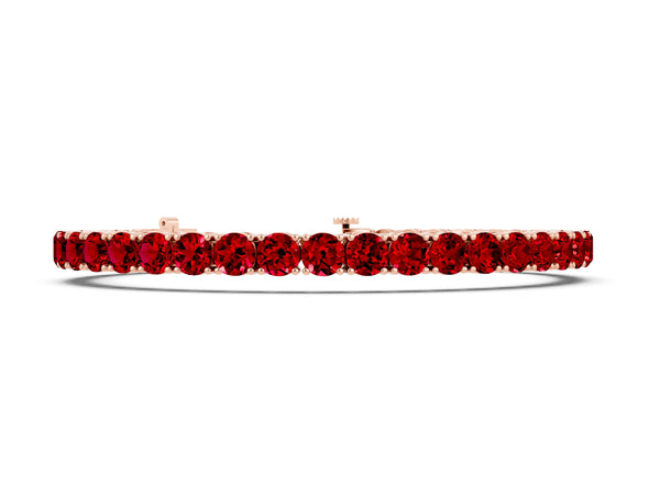 Rose gold Round Brilliant Ruby Tennis Bracelet with Prong Setting