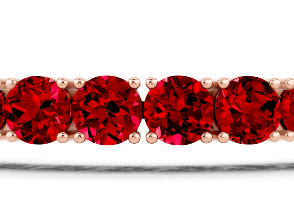 Rose gold Round Brilliant Ruby Tennis Bracelet with Prong Setting