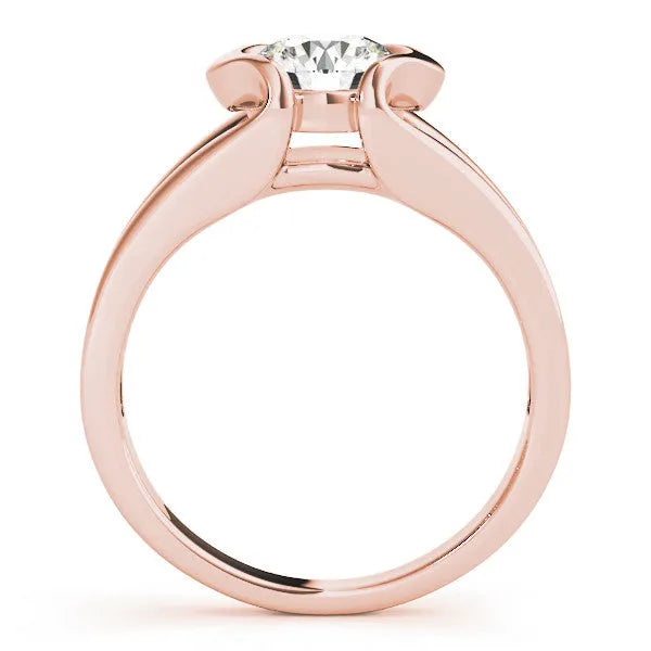 Rose gold Round Brilliant Solitaire Bezel Set Split Shank Engagement Ring