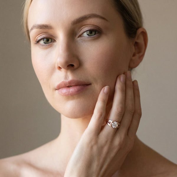 Rose gold Round Brilliant Solitaire Bezel Set Split Shank Engagement Ring
