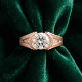 Rose gold Round Brilliant Solitaire Bezel Set Split Shank Engagement Ring_9