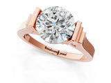 Rose gold Round Brilliant Solitaire Diamond Ring with Channel Set Band and Bar Prong Setting_17