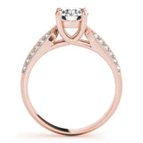 Rose gold Round Brilliant Solitaire Engagement Ring with Pave Band and Four-Prong Setting 2