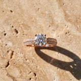 Rose gold Round Brilliant Solitaire Engagement Ring with Pave Band and Four-Prong Setting_9