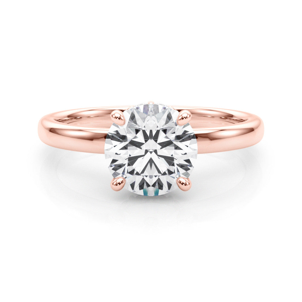 Rose gold Round Brilliant Solitaire Engagement Ring with Six-Prong Setting and Classic Band 1