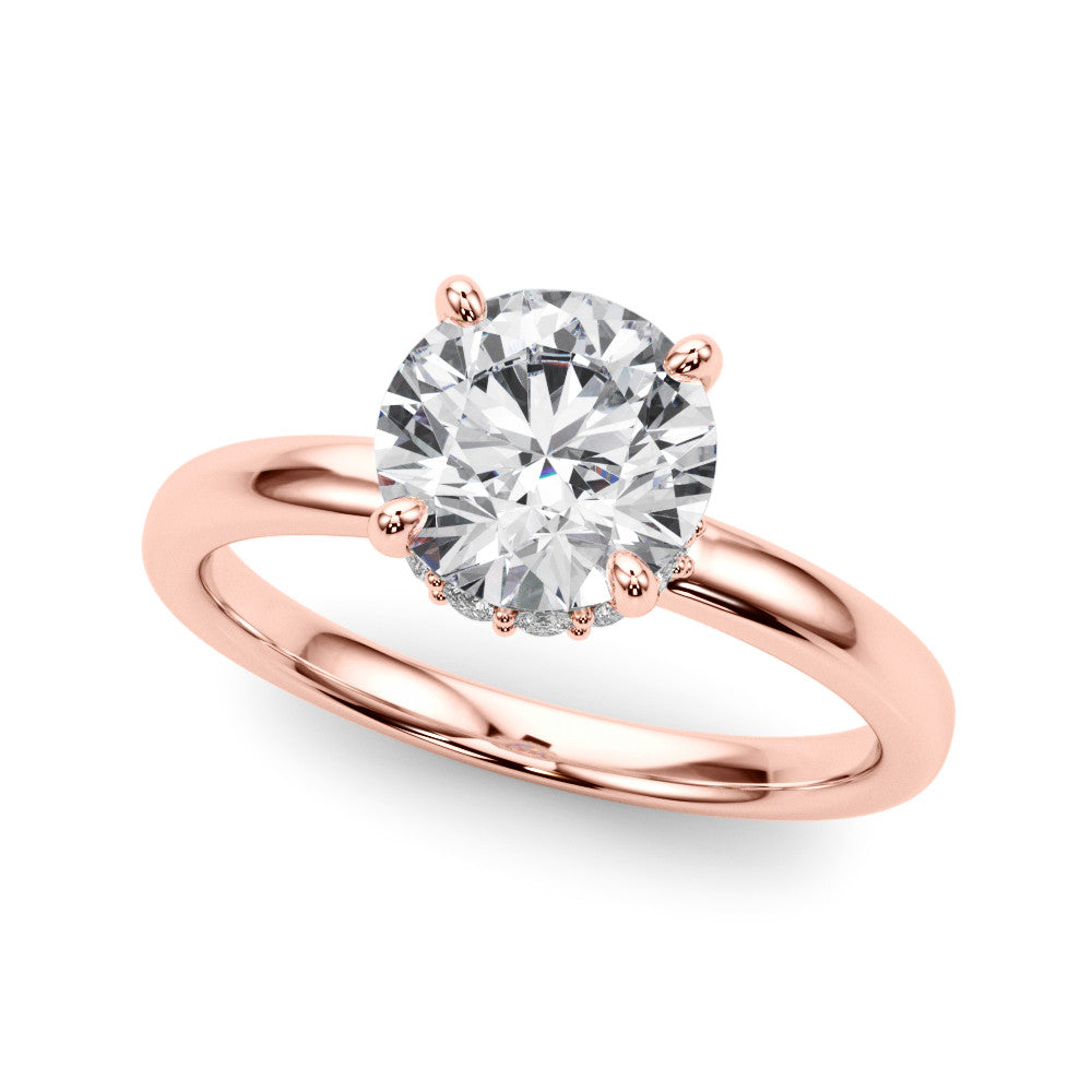 Rose gold Round Brilliant Solitaire Engagement Ring with Six-Prong Setting and Classic Band