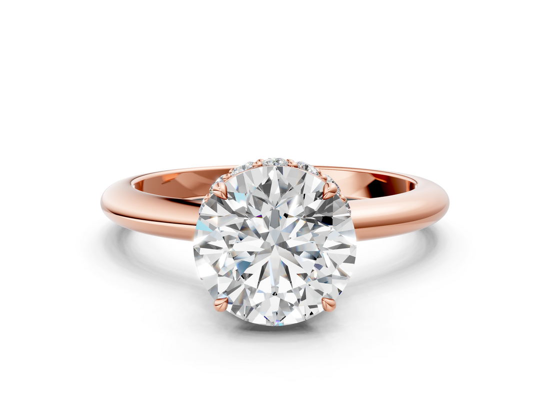 Rose gold Round Brilliant Solitaire Engagement Ring with Six-Prong Setting and Classic Band_23