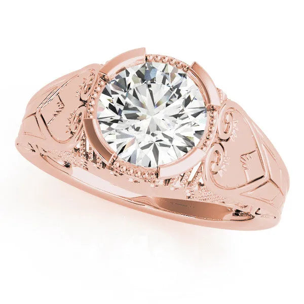 Rose gold Round Brilliant Solitaire Milgrain Bezel Engagement Ring
