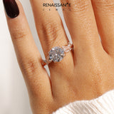 Rose gold Round Brilliant Solitaire with Leaf Motif Band and Four-Prong Setting_115