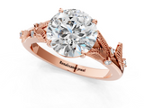 Rose gold Round Brilliant Solitaire with Leaf Motif Band and Four-Prong Setting_94