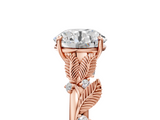 Rose gold Round Brilliant Solitaire with Leaf Motif Band and Four-Prong Setting_98