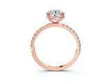 Rose gold Round Brilliant Solitaire with Pavé Band and Claw Prong Setting_10