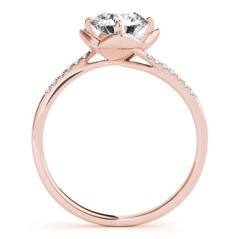Rose gold Round Brilliant Solitaire with Pavé Band and Four-Prong Cushion Setting 2