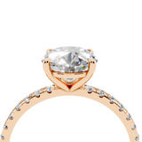 Rose gold Round Brilliant Solitaire with Pavé Band and Four-Prong Setting_13