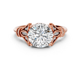 Rose gold Round Brilliant Solitaire with Pave Band and Four-Prong Setting_24