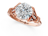 Rose gold Round Brilliant Solitaire with Pave Band and Four-Prong Setting_25