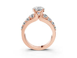 Rose gold Round Brilliant Solitaire with Side Stones on a Pave Band and Four-Prong Setting_103