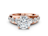 Rose gold Round Brilliant Solitaire with Side Stones on a Pave Band and Four-Prong Setting_24