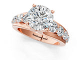 Rose gold Round Brilliant Solitaire with Side Stones on a Pave Band and Four-Prong Setting_25