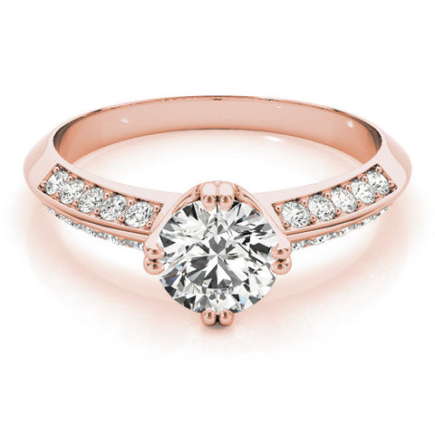 Rose gold Round Brilliant Split Shank Pave Diamond Engagement Ring with Four-Prong Setting 1