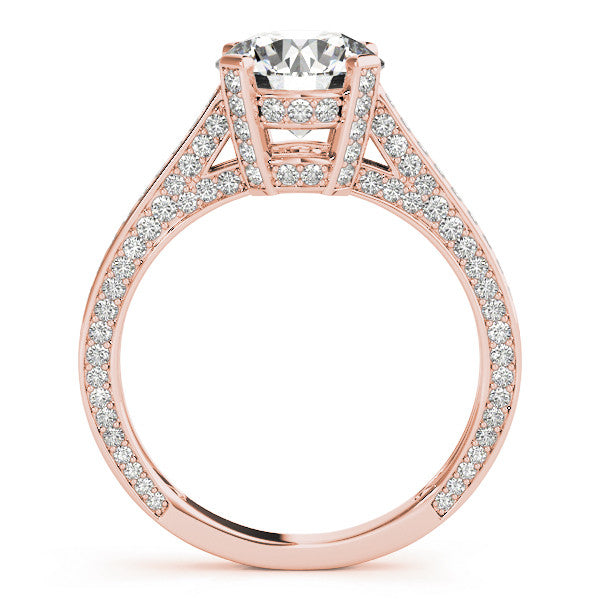 Rose gold Round Brilliant Split Shank Pave Solitaire Ring with Four-Prong Setting 2