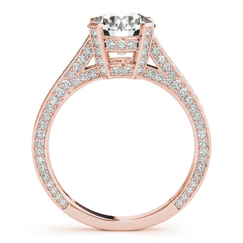 Rose gold Round Brilliant Split Shank Pave Solitaire Ring with Four-Prong Setting 2
