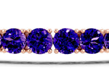 Rose gold Round Brilliant Tanzanite Tennis Bracelet with Prong Setting_5
