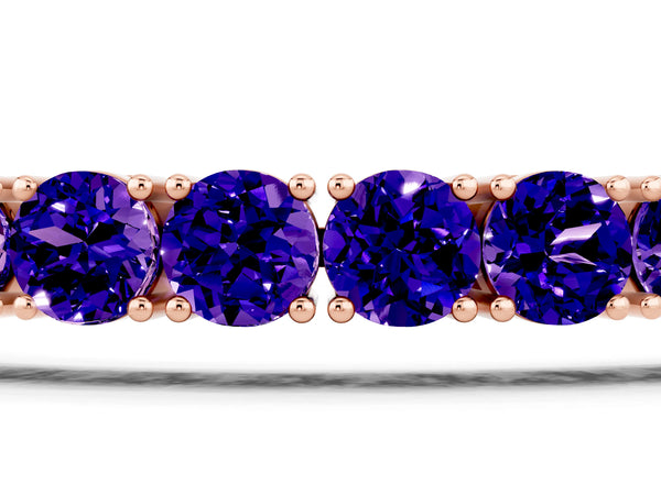Rose gold Round Brilliant Tanzanite Tennis Bracelet with Prong Setting